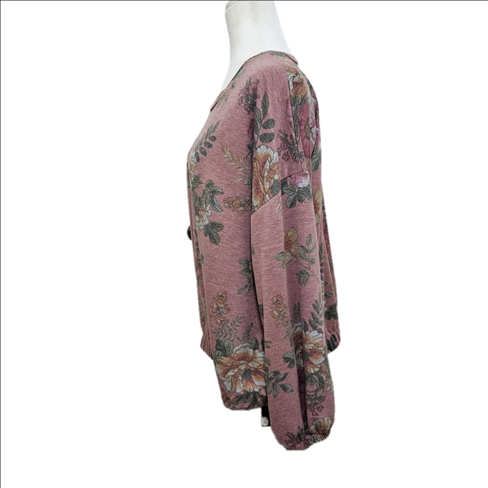 Piphany  Long Sleeve Top Floral Print Mauve Womens Large - Picture 2 of 13
